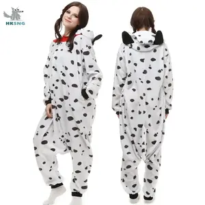 HKSNG Dalmatian Dog Adult Kigurumi Onesies Winter Pyjamas Footed Animal Cartoon Hoodied Christmas Halloween Cosplay Costume Gift