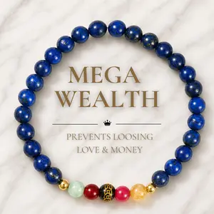 Mega Wealth Lucky 7 Gemstone Bracelet With REAL Gold