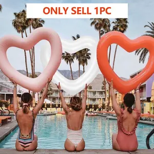 Solid Color Inflatable Heart-Shaped PVC Swimming Ring, Adults' Swimming Pool Float, Perfect for Watersports & Parties, Swimming Accessories