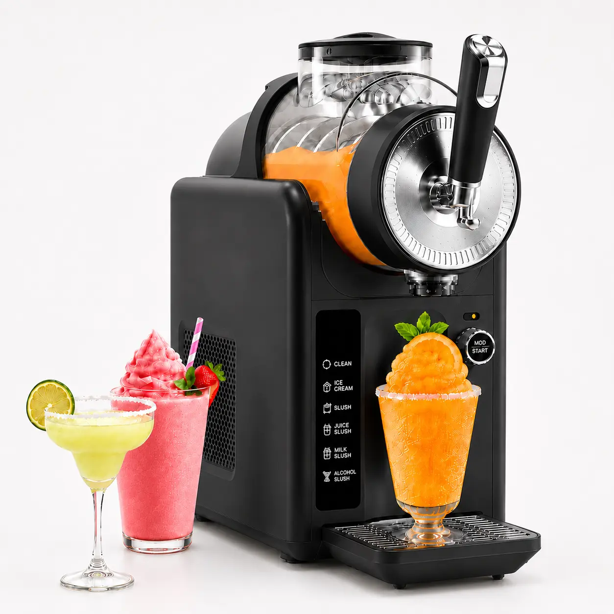 5-in-1 Smart Slushie Maker, Household Kitchen Specialty Frozen Drink Machine with Intelligent Knob Control, Auto-Clean Mode