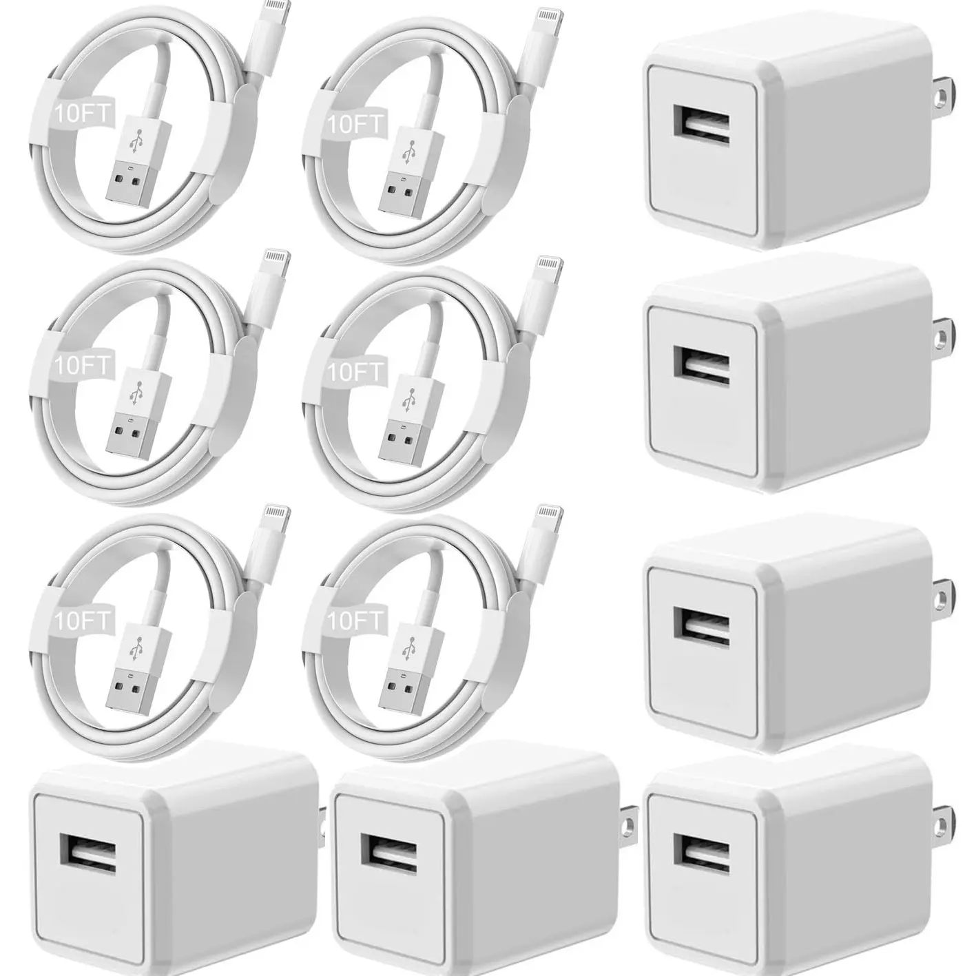 2/4/6Pack 10 FT USB to Lightning Cable, Extra Long Fast Charging Cord 10 Ft Compatible with iPhone 14 13 12 11 Pro XR 8 7 6s Plus