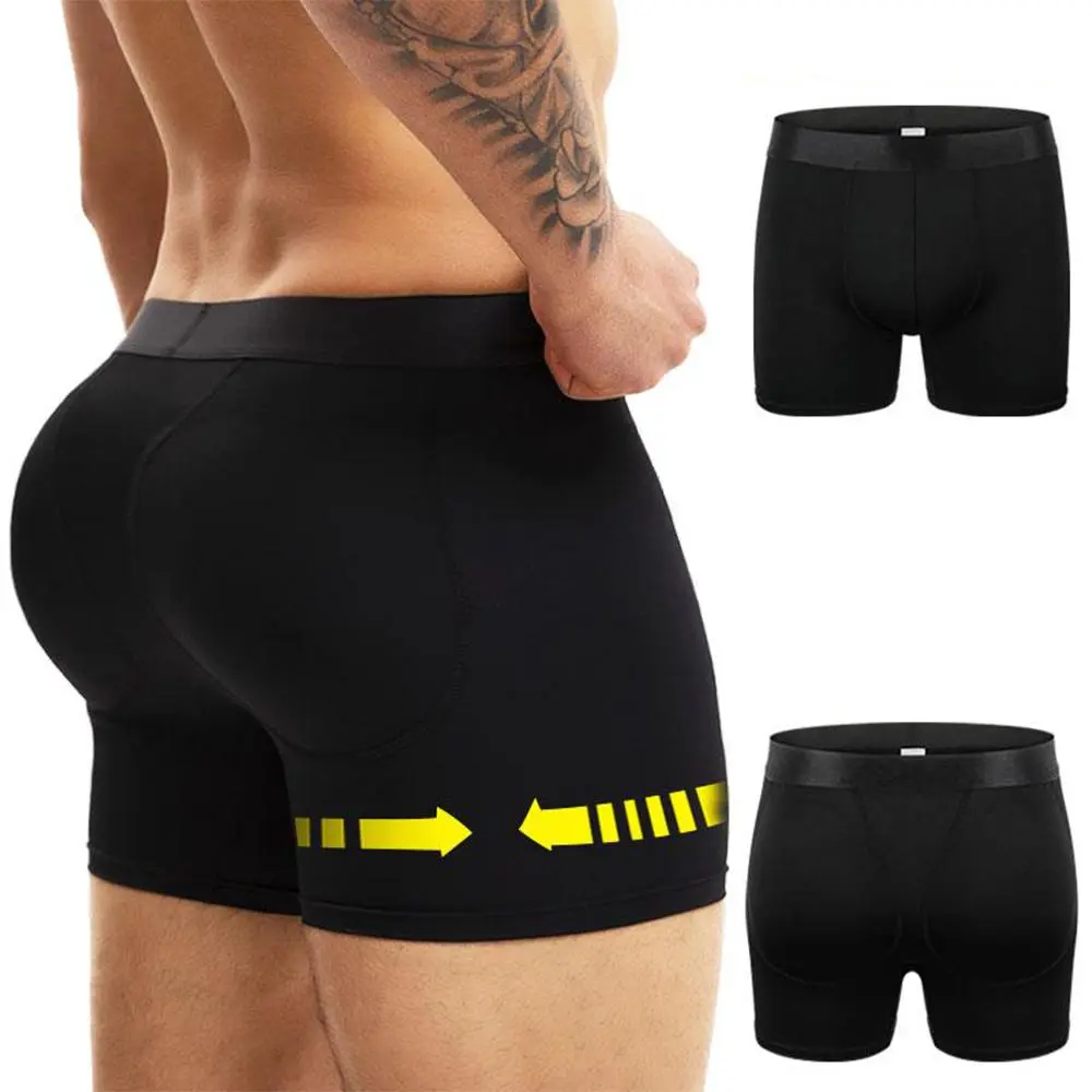 Men Sexy Butt Lifter Enlarge Push Up Underpants Removable Pad Boxer Underwear Butt-Enhancing Trunk Shorts Male Panties