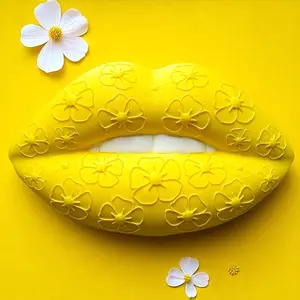 Yellow lip wall decor