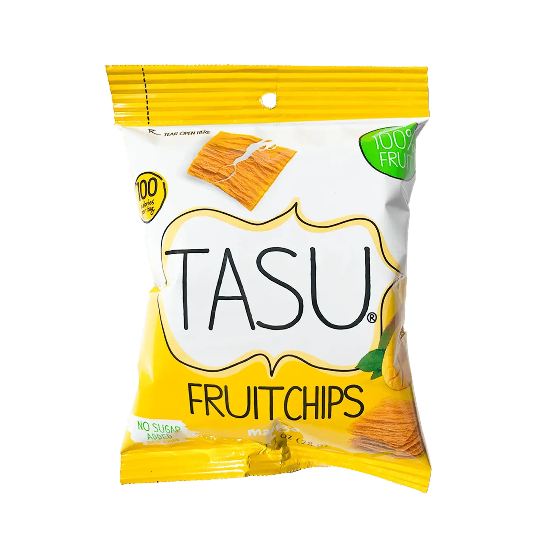 TASU Mango Dried Fruit Chips | 100% Natural Healthy Chips Made from Real Fruit | Crispy, Crunchy Snack Bags for Kids and Adults | No Sugar Added, Vegan, Gluten Free | 1 oz, 12 Pack