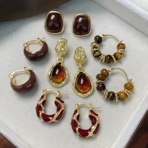NOKMIT Women's Vintage Elegant Hoop Earrings, 5 Pairs Vintage Jewelry,Fashionable Lightweight Jewelry for Party & Daily Wear, Exquisite Trendy Hoop Earrings Jewelry,Trendy All-match & Exquisite Jewelry for Birthday Gift,mothers gifts