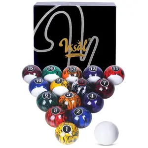 Billiard Balls Set Pool Table Balls Marble-Swirl Style 16 Ball Set