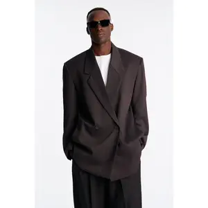 Oversized Quiet Authority Double Breasted Blazer - Brown