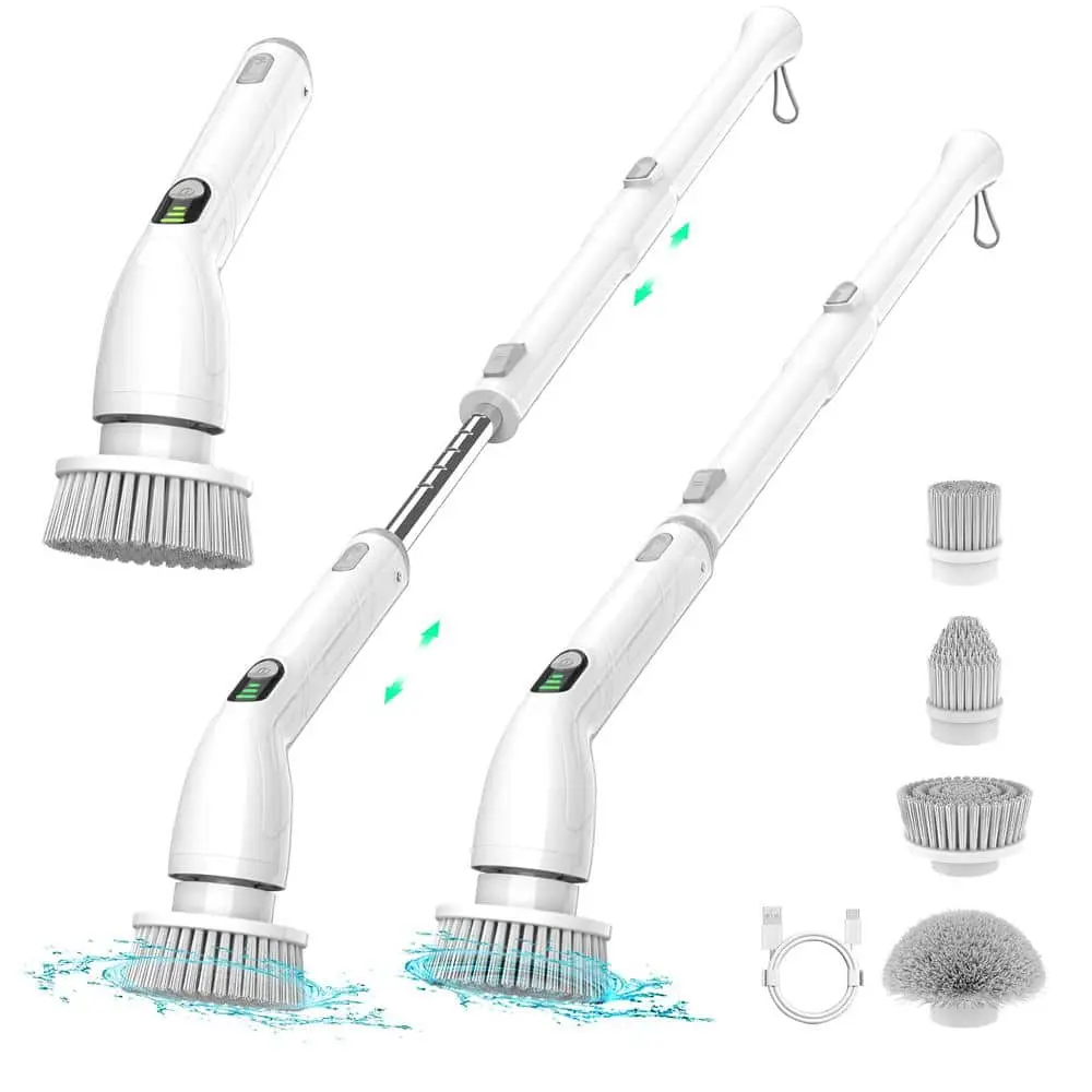 Harbor Home Cordless Electric Spin Scrubber — IPX7 Waterproof Power Cleaning Brush (4 Heads)