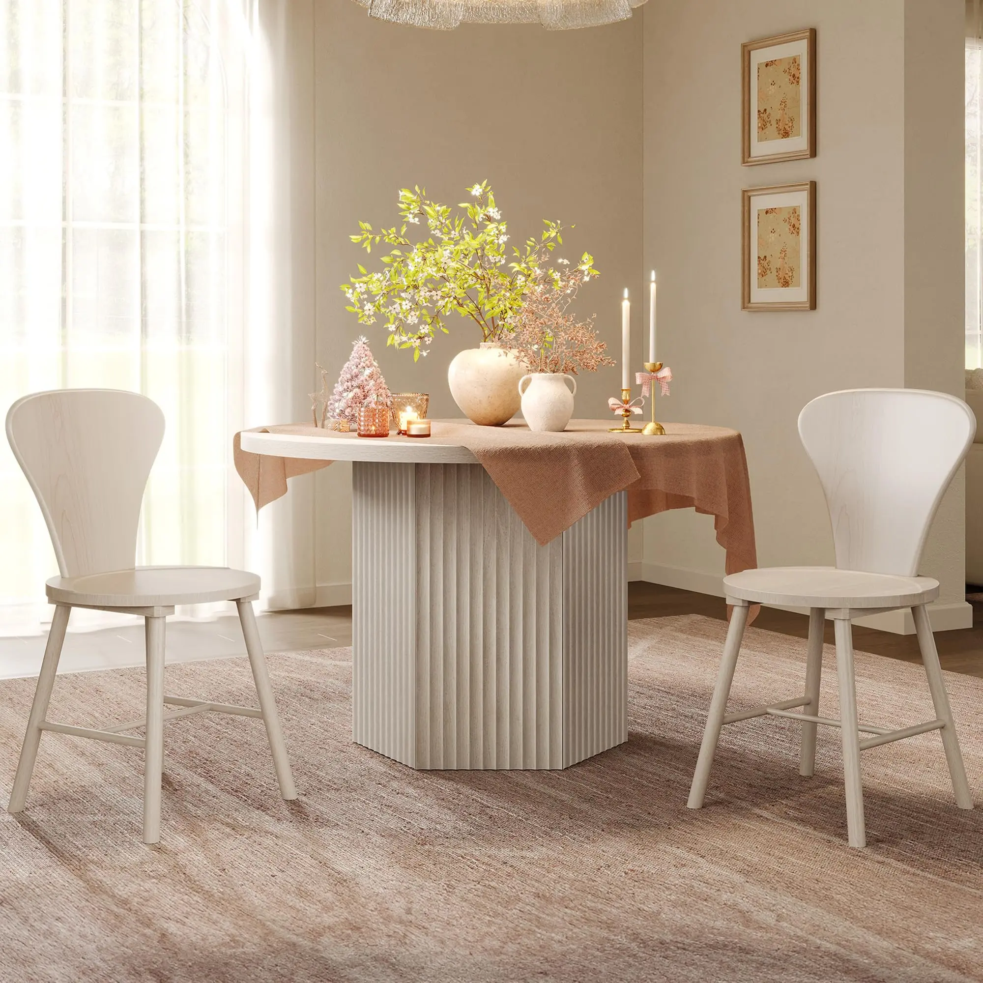 SICOTAS Dining Chairs Set of 4 Solid Wood Modern Dining Room Chairs Accent Armless Kitchen Chairs with Comfortable Backrest Sturdy Wooden Chair for Kitchen Living Dining Room