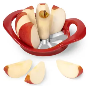 Apple Slicer and Corer with 8 Stainless Steel Blades – Sharp Fruit Cutter Tool for Quick and Easy Apple Slicing, Red