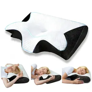 Memory Foam Cervical Pillow, Ergonomic Memory Foam, 2-in-1 Multi-function, Contoured Support Pillows for Side Back Stomach Sleepers, Cool & Breathable, Perfect for Home & Travel