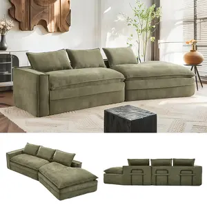 Oversized Deep Seat Cloud Couch-4-Seater Boneless Sectional Sofa for Living Room, Ready-to-Relax Large Modern Sofa