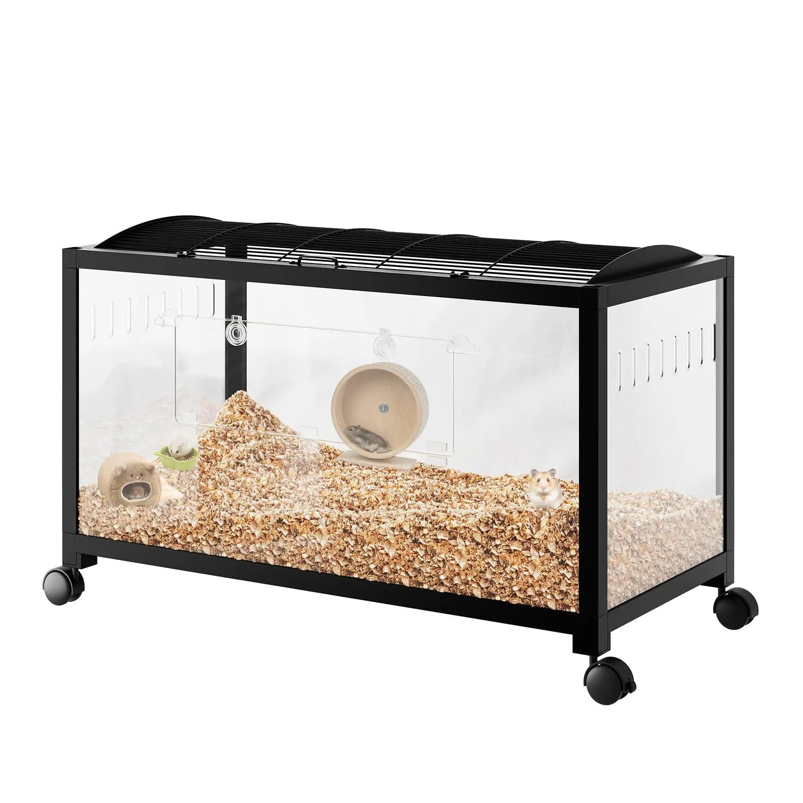 Chew-Proof Large Hamster Cage with Acrylic Top - Extra Wide Syrian Hamster Cage & Habitat, Openable Lid for Easy Access and Cleaning, Durable Hamster Enclosure