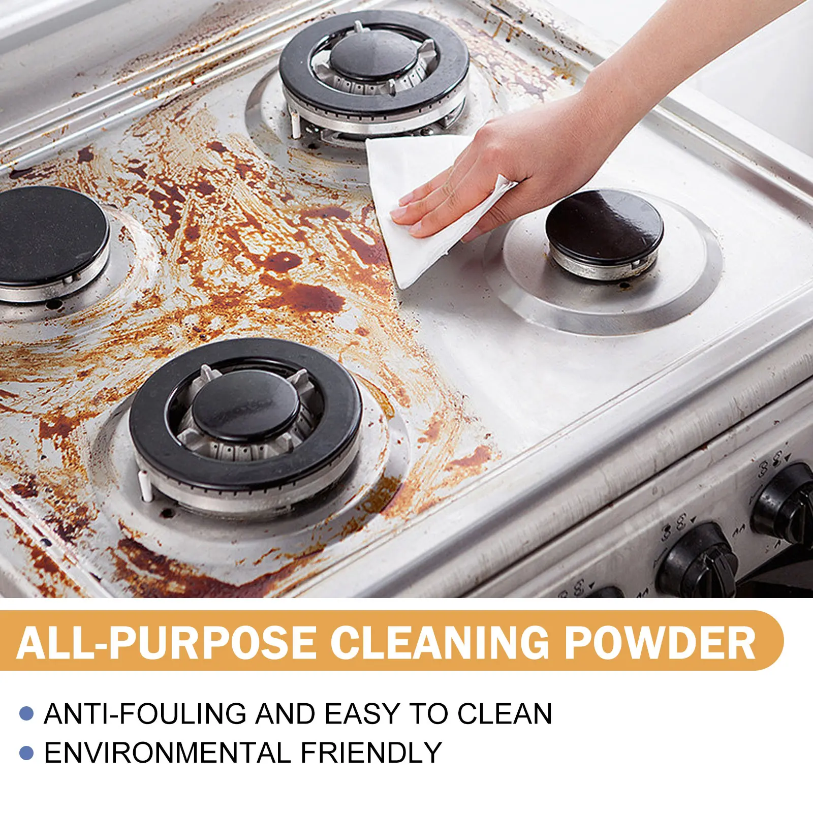Jaysuing Multi-Purpose Cleaning Powder Cleaning Kitchen Utensils Rust Removal Kitchen Heavy Oil Stain Cooktop Range Hood Clean