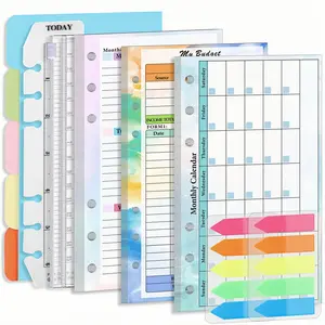 7-Piece Budget Binder Refill Set, Colorful Monthly & Weekly Planner, Zipper Bag, Ruler, Arrow Stickers, Cash Wallet Management Tool