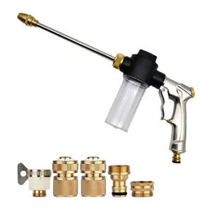Explorinox High Pressure Hose Nozzle, Heavy Duty Car Wash Booster Nozzle with Foam Cannon, Garden Hose Nozzle Foam Sprayer, Adjustable Nozzle for Car Washing Gardening Yard Cleaning