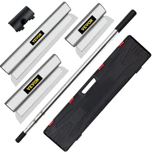 【FathersDayGift】 VEVOR Skimming Blade Set,10\"+24\"+32\" Blades + 35\"-78\" Extension Handle,European Stainless Steel Construction Knife, Aluminum Blade Profile Smoothing Knockdown Spatula for Gyprock/Drywall/Wall-Boa Tools Wallpaper