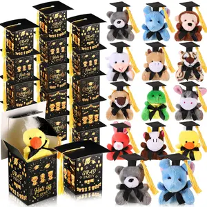 12/24 Sets Mini Grduation Plush Animal Class of 2026 Graduation Gifts Stuffed Animal with Gift Box Kindergarden Preschoo; Graduation Gift Idea for Parents Teacher Classroom Party Favors for Students Festival Decor