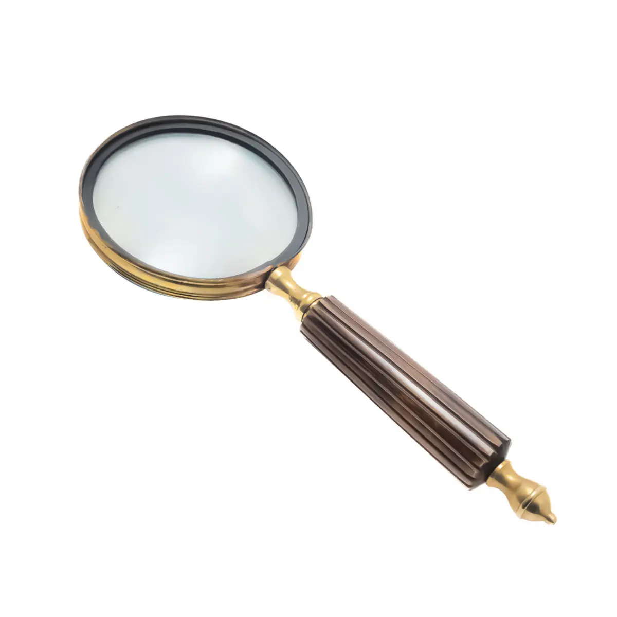 Ribbed Dark Wood Handle Magnifying Glass - CDNY