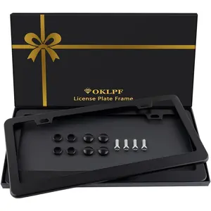 2 Pack Black Matte Aluminum License Plate Frame Cover for Front and Rear, 2 Holes, Comes with Screw Cap, Screw and Washer