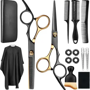 Professional Hair Cutting Scissors Set, 15-Piece Stainless Steel Kit with Thinning Scissors for Salon & Home Haircare