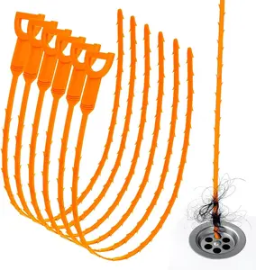 6-Pack 25-Inch Drain Snake Auger, Hair Clog Remover Cleaning Tool with Pipe Unclogging Agent, Multi-Use Opener for Sewer, Shower Sink