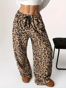 【Plus Size】 Leopard Print Pants, Casual Comfy Trousers for Daily Wear, Women's Bottoms for All Seasons