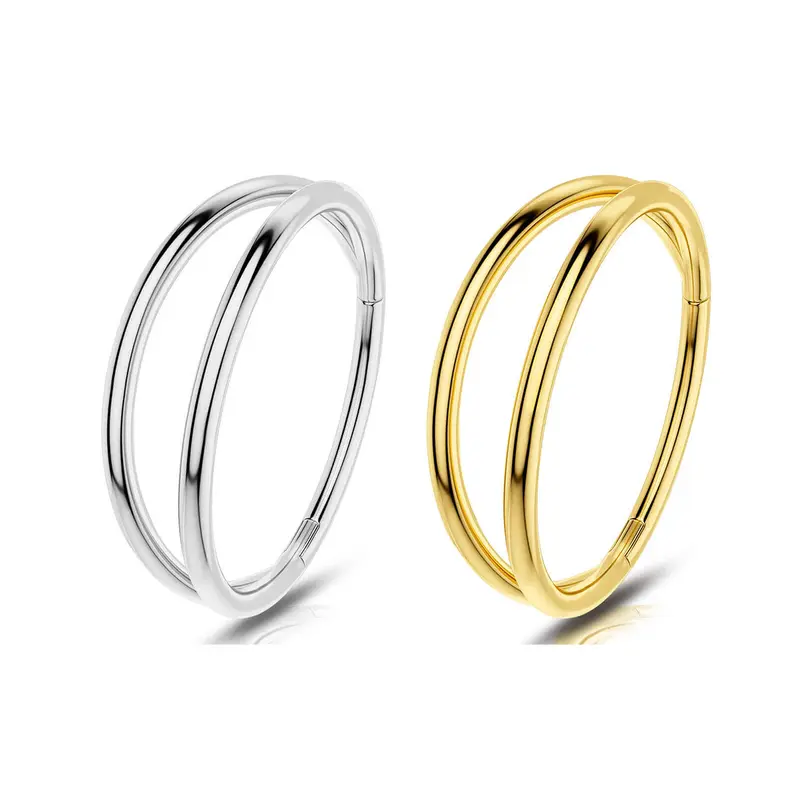 OUFER 20G 316L Stainless Steel Hinged Nose Hoops - 6mm,7mm Double Ring Non-Tarnish Jewelry for Women's Daily Nose Piercing Accessories