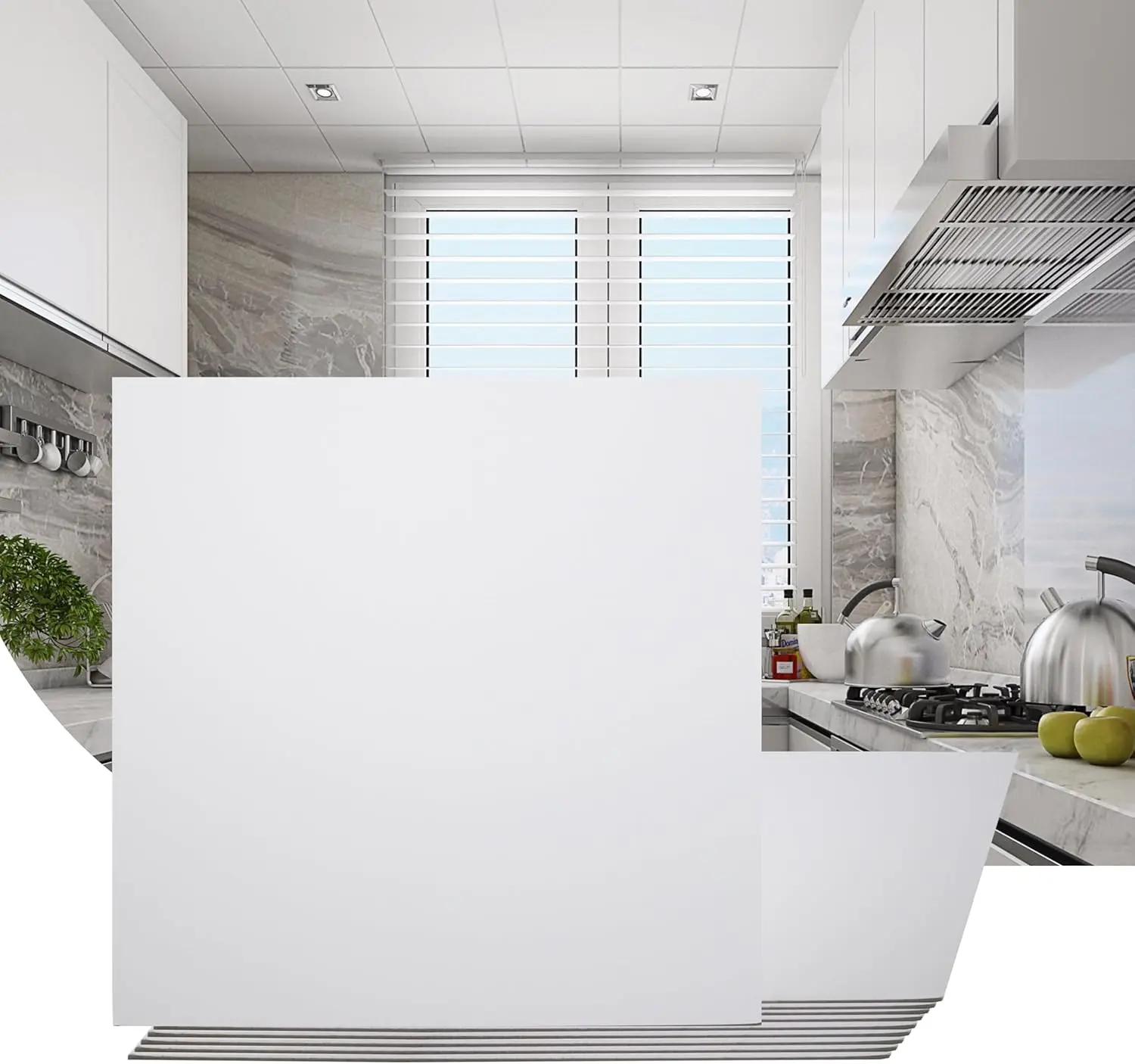 Sunnydaze 12-Pack Commercial Smooth White PVC Plastic Drop Ceiling Panels (2ft x 2ft/24x24in), 4mm Thick Waterproof Reusable Fire-Rated Safety Box Pack, 48 Sq. Ft (White)
