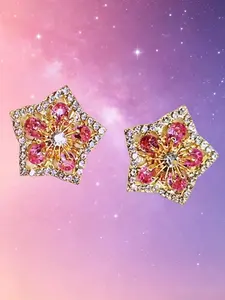 Flower Design Stud Earrings, Fashionable  Artificial Zircon  Decor Earrings for Women & Girls, Trendy All-match & Exquisite Jewelry for Birthday Gift