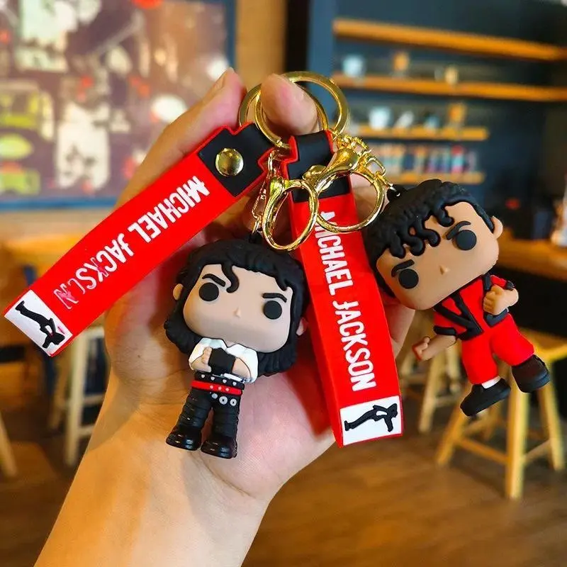 Michael Jackson Themed Keychain - 4 Styles Classic Dance Icon Pendant Holder, PVC-Resin TV & Movies Collectible, Gift for Michael Jackson Fans & Decoration Accessory, A(1Pc)