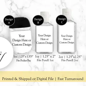Custom Label Stickers Hand Sanitizer 90pcs Any Occasion