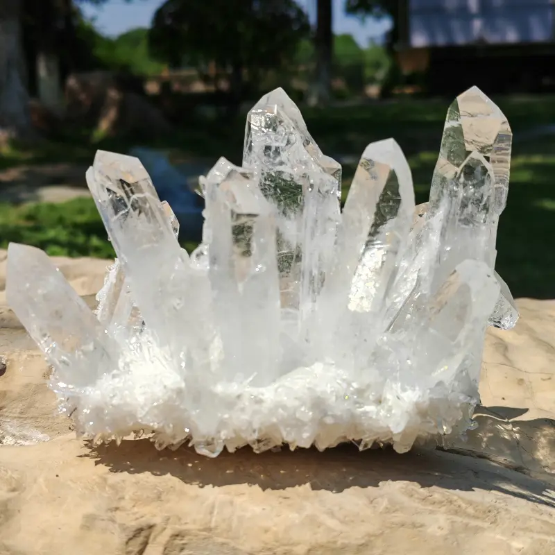 Office Elegance; Elegant Cluster Of Natural White Crystal - Unpolished And Transparent, for Home Decor.