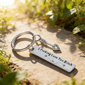 I Love You Cupid Heart Arrow Keychain Stainless Steel Romantic Personalized Charm Valentine’s Day Gift for Him Her Car Keychain Bag Pendant Couple Jewelry Accessory