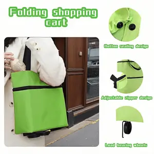 2-in-1 Foldable Shopping Cart with Wheels,Waterproof & Sturdy Grocery Bag Hand Truck, Collapsible Portable Rolling Tote for Supermarket,Laundry, lbs Capacity,Waterproof Oxford Fabric