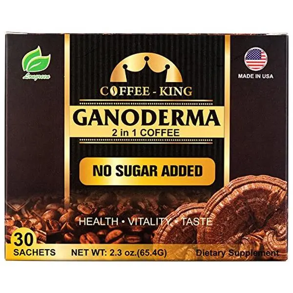 Ganoderma Reishi Coffee Mix, Instant 2-in-1 Mushroom Coffee with All Natural Ganoderma Lucidum. A Non Sugar Dietary Supplement To Replace Regular Coffee - 30 sachets Beverage