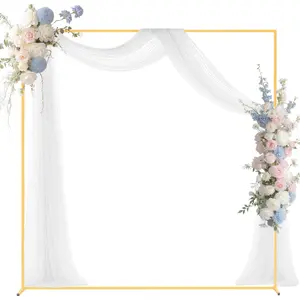 VEVOR Arch Backdrop Stand, 6.6 x 6.6 ft, Stable Structure, Easy Assembly, Square Gold Metal Arch Backdrop Stand for Wedding, Birthday Party, Graduation, Holiday Celebration, and Ceremony Decoration