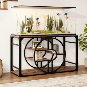 Garvee Soporte de acuario de 55-75 galones, soporte de acuario de metal con tomas de corriente, gabinete para almacenamiento de accesorios de pecera, adecuado para soporte de pecera, tortuga, terrario