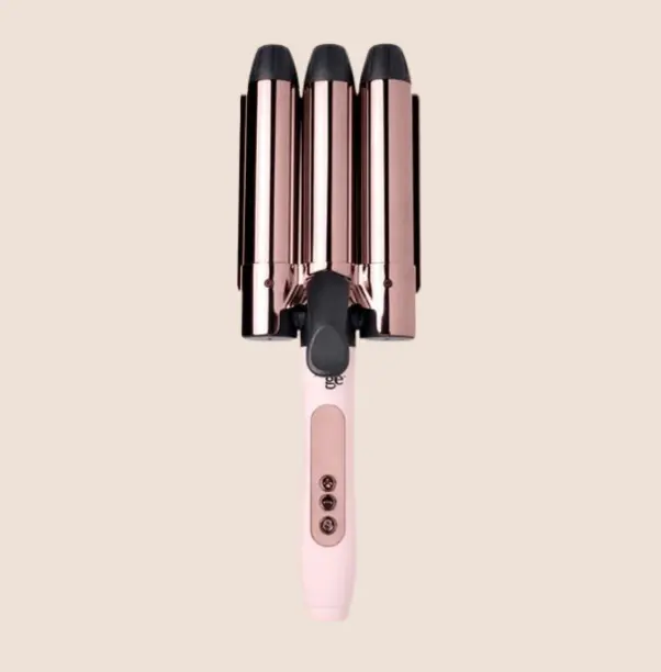 L'ANGE HAIR Le Tridente 32mm Triple Barrel Waver, Lightweight Titanium Iron for Beachy Waves and Bouncy Curls, Adjustable Temperature for Adult