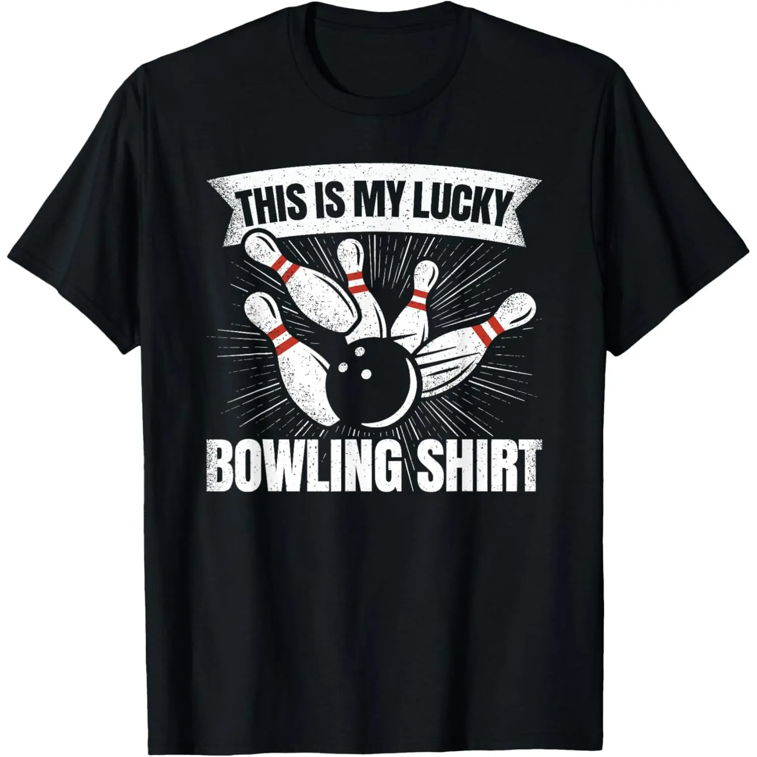 Men's Round Neck Bowling Graphic T-Shirt - Funny Casual Loose-Fit Short-Sleeve Cotton Top, Fade-Resistant Print, Soft Breathable Fabric, Machine Washable Menswear, Tshirt, Tops