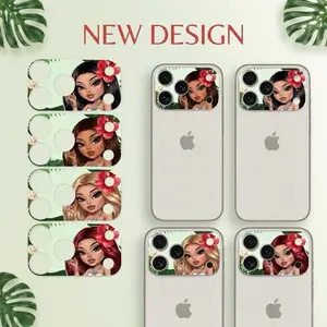 iPhone 17 Pro Max Protective Camera Lens Protector Sticker - Tropical Hibiscus Girl Design Premium Waterproof Vinyl Laminated DIY Phone Accessory with Scratch Resistance, Easy Application, Easy Removal, Phone Accessories