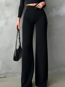 Women's Commuter Daily Streetwear Micro Flare Long Pants, Versatility Meets Style, Perfect for Everyday Wear, Trendy and Practical, Button, Fit, Solid
