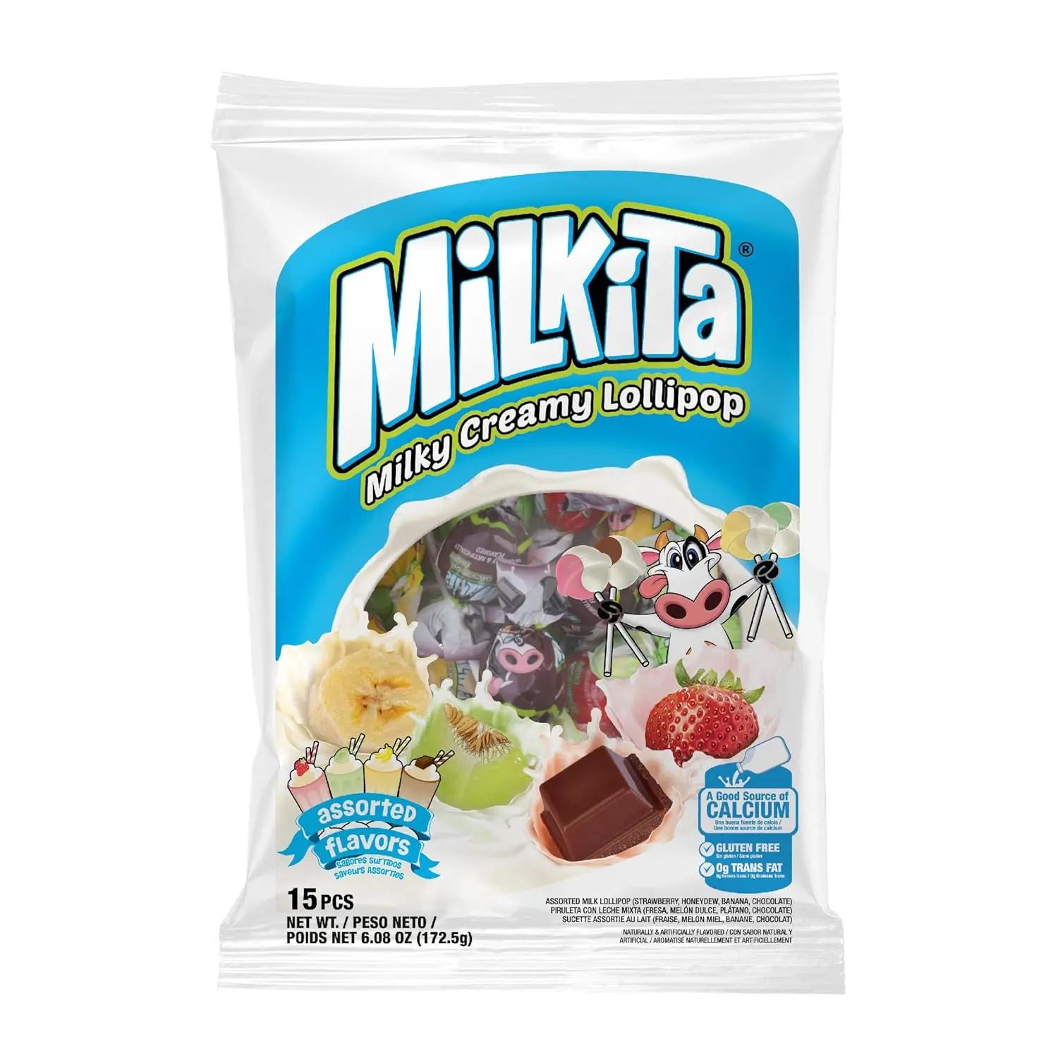 Milkita Flavored Lollipop Candy - Condensed Milk & Whey Infused, Creamy Sweet Treat for Adults, 6.08oz (Vanilla, Strawberry) - Pantry Cupboard Staple