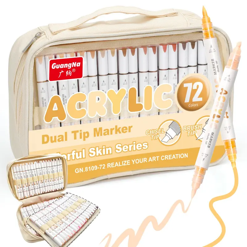 Acrylic Paint Pens Dual Tip Brush & Chisel Tip, Art Color Set Acrylic Paint Markers Automatic Ink Control for Rock Painting,Ceramic,Wood, Canvas,Glass, Card Making,DIY & Art Supplies, Art Materials, Art Drawing Supplies