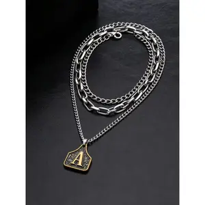 Vintage Western Cowboy Initial Keychain - Handmade Metal A-Z Unisex Initial Necklace, Fashion Costume Jewelry Accessory