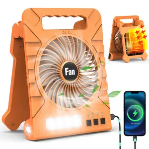 Solar Camping Fan Desk fan with Led Lantern Portable Rechargeable Battery Timer Flashlight 4 Adjustable Speed Portable Solar Powered for Outdoor Travel Beach Home Hiking Picnic Power Bank Multifunction gear