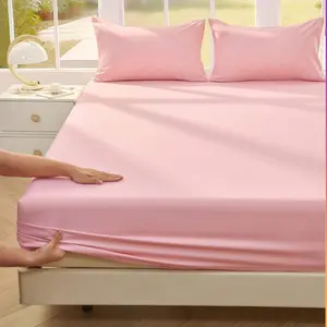 1 solid color cotton bed sheet, bed sheet, thick mattress protective cover, bed sheet, suitable for all seasons, multiple colors to choose from, warm/natural light, multiple scenes, soft and skin friendly bedding