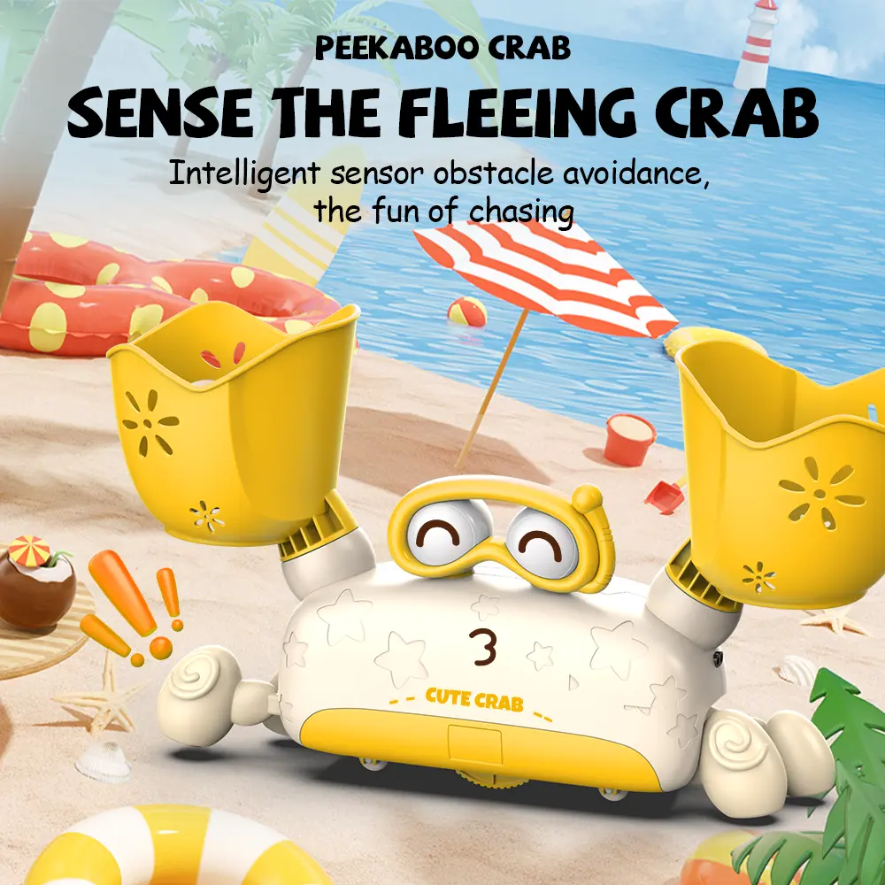 Electric Crawling Crab Toy - Safe Plastic Unisex Obstacle Avoider Toy with Smart Sensors, 1-Touch Party Mode, Dynamic Music, Smooth Edges, Play Function, Ideal Gift for Children (Sensory Engagement & Stress Relief)