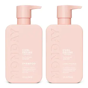 MONDAY HAIRCARE Curl Define Shampoo + Conditioner Set (2 Pack) 12oz Each, Nourishing Curls, Tames Frizz, Enhances Shine, Coconut Oil and Shea Butter