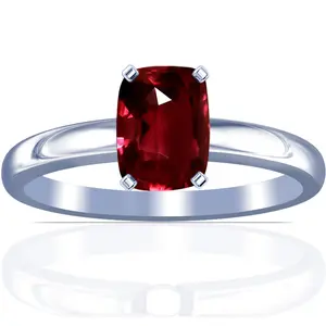 Untreated Ruby CushionProng Set Solitaire Ring - (14k White Gold)- R63903RERB